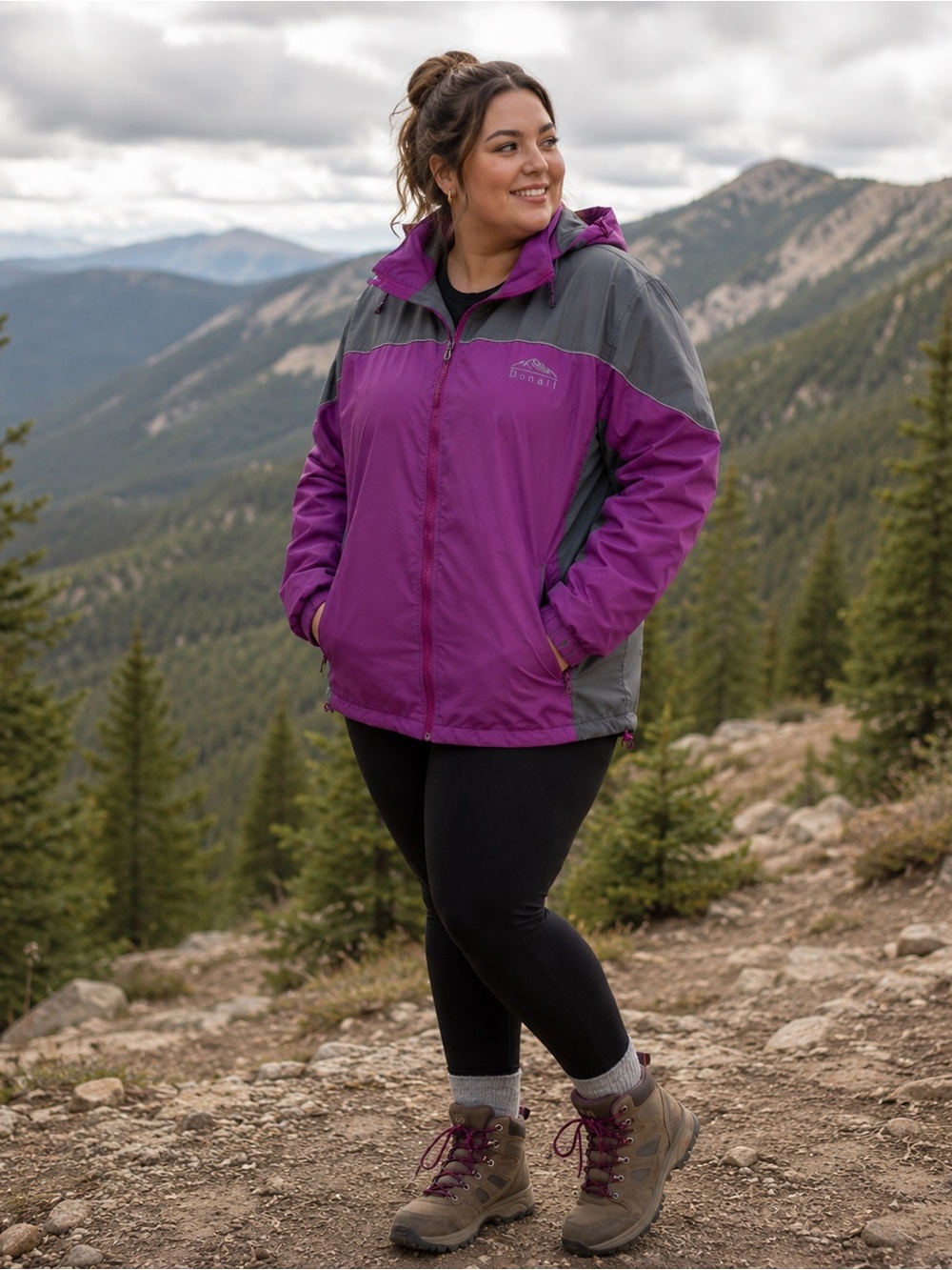Denali Reversible Purple Gray Rain Jacket Fleece Coat Removable Hood Women’s XL